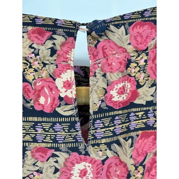 Vintage Floral Silk Top With Shoulder Pads Size Medium - Picture 6 of 7